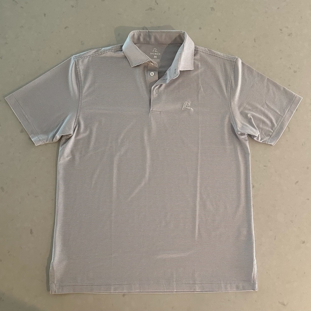 Men's Rhoback Gray and White Striped Polo Shirt